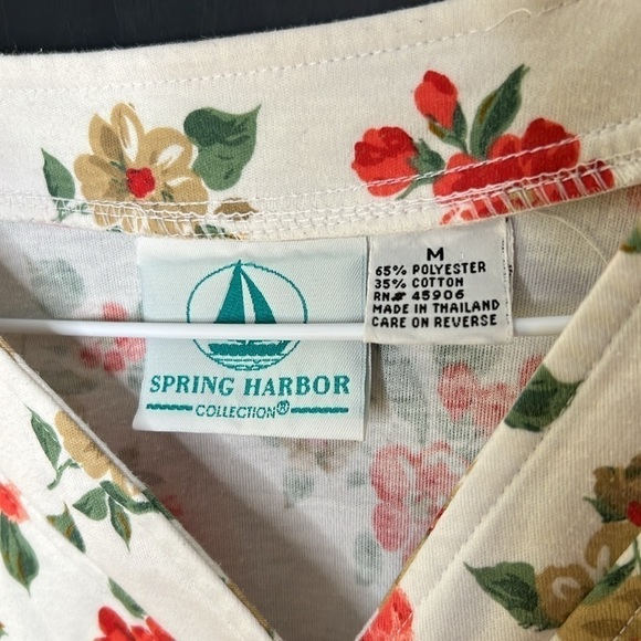 Spring Harbor Women Size M Floral Romper Button Up Tie Vintage - Picture 3 of 5